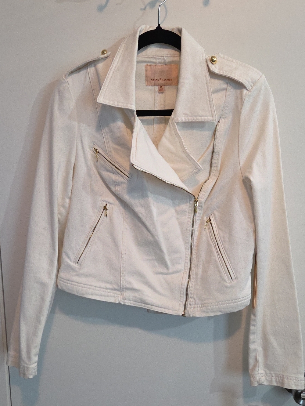 Gibson Latimer Cream Asymmetric Moto Jacket
